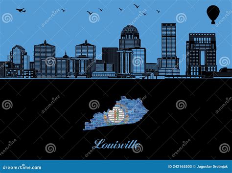 Louisville City Skyline Golden Silhouette. Cartoon Vector ...