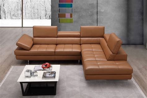 Forza A761 Italian Leather Sectional In Caramel | Leather sectional sofas, Leather sectional ...