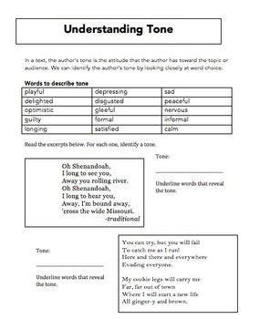 Tone Worksheet Freebie | Comparing texts, How to memorize things, Tone in writing