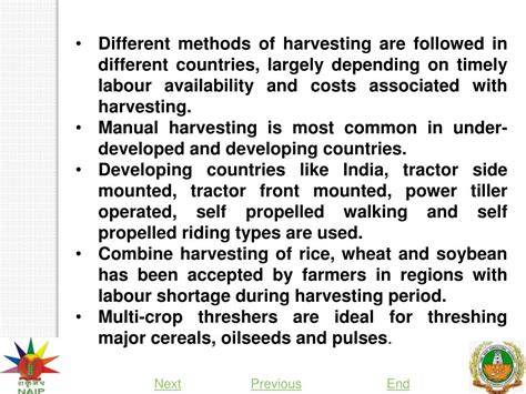 PPT - TIME AND STAGE OF HARVEST AND HARVESTING TECHNIQUES PowerPoint ...