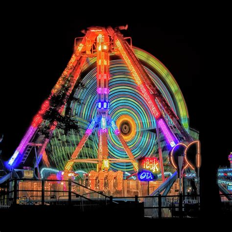 Carnival Rides At Night 01 SQ Format Photograph by Thomas Woolworth