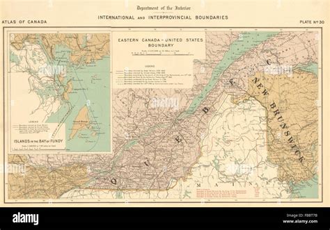 US-CANADA BOUNDARY DISPUTE. Ashburton Treaty 1842. Maine Quebec NB, 1906 map Stock Photo - Alamy