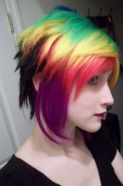 rainbow hair -- Effing LOVE it! The rainbow color with that style is to ...