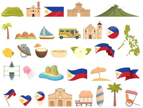 Premium Vector | Philippines icons set cartoon vector Bohol tarsier