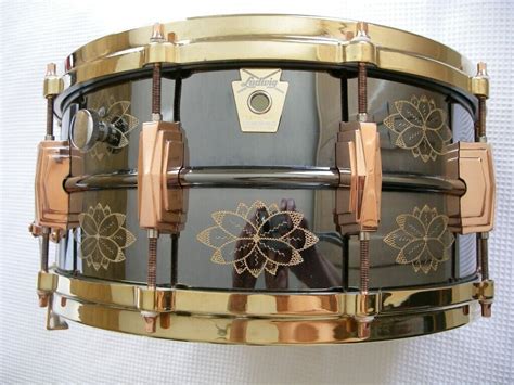 Ludwig LB417EN hand engraved seamless brass Black Beauty snare drum 14 x 6 1/2 - '91 - USA -#008 ...