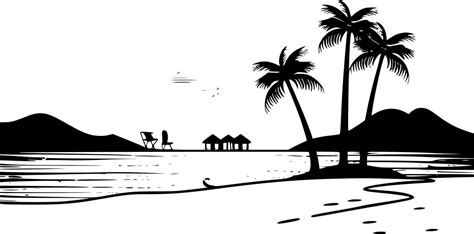 Beach Background, Minimalist and Simple Silhouette - Vector ...