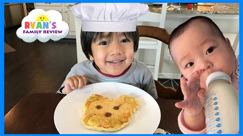 Kid Fun Size Breakfast food! Making Pancakes in fun shapes for kids with Ryan's Family Review ...