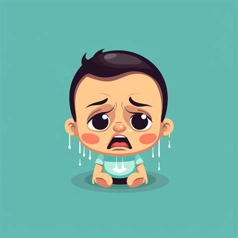 Premium AI Image | Cartoon baby crying with tears on his face generative ai