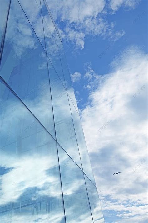 Clouds And Blue Sky Reflection In Glass Skyscraper Reflection Photo ...