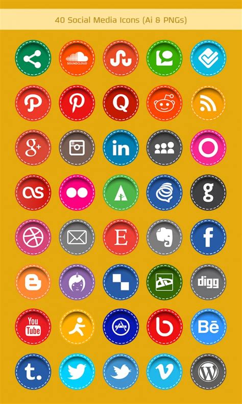 40 Free Social Media Icons (PNGs & Ai File)