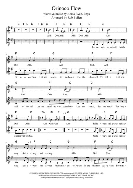 Orinoco Flow (arr. Rob Bullen) Sheet Music | Enya | Instrumental Duet