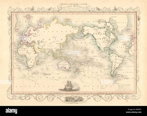 THE WORLD: 'Shewing the voyages of Captain Cook'. TALLIS/RAPKIN, 1851 old map Stock Photo - Alamy