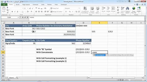 Format Cells to Display a Phone Number Format - YouTube