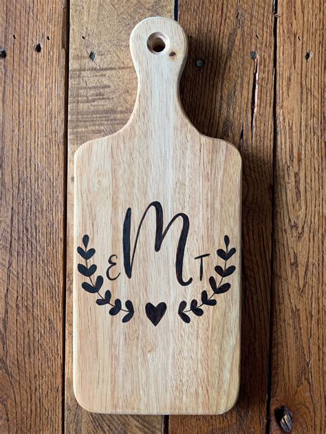 Custom Monogrammed Cutting Board Wedding Gift Wood Burned Personalized ...