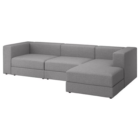 JÄTTEBO Četrvietīgs moduļu dīvāns ar zvilni labais/Tonerud pelēkā krāsā | IKEA Latvija