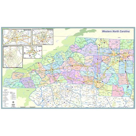 Western North Carolina Regional Wall Map by MapShop - The Map Shop