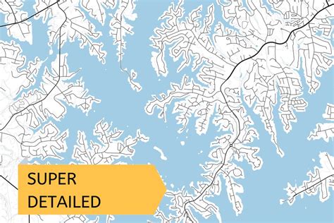 Printable Map of Lake Norman North Carolina United States - Etsy Ireland