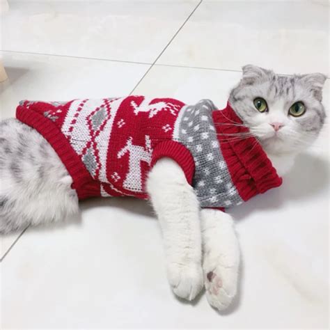 Pet Cat Reindeer Sweater Winter Warm Cat Clothes for Cats Kedi Outfit katten Clothing Products ...