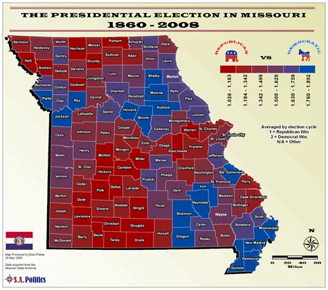 Political Leanings by Missouri County Map - missouri • mappery