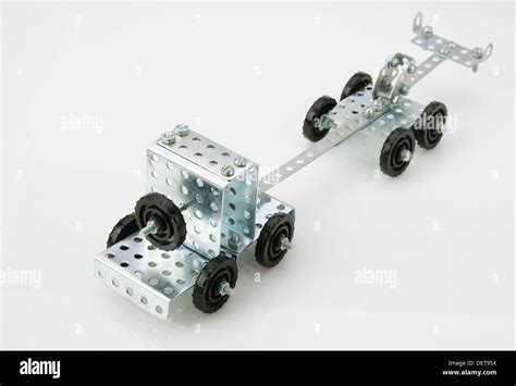 truck tractor toy - metal kit for construction on white background ...