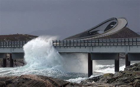 Storseisundet Bridge, Norway~ is a unique 5-mile bridge that, in a good weather, offers ...