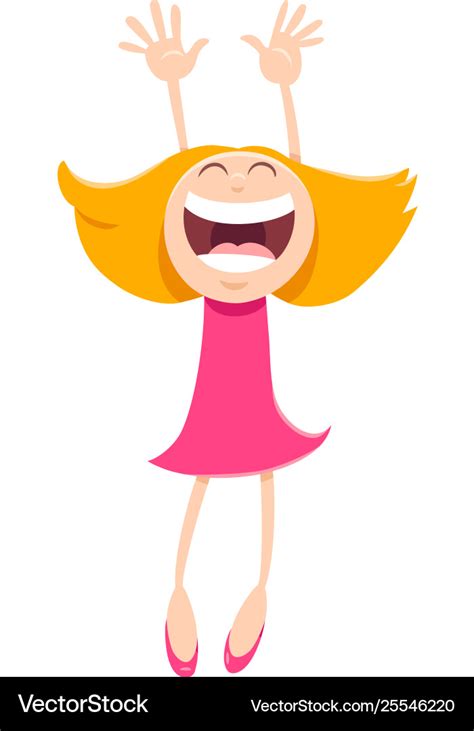 Happy girl cartoon comic character Royalty Free Vector Image