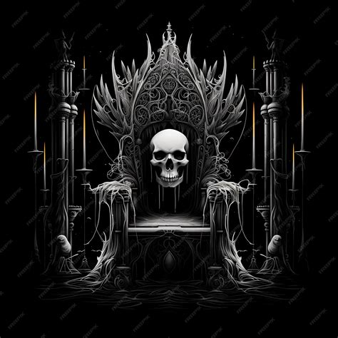 Premium AI Image | skull and throne tattoo design illustration