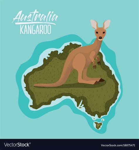 Poster kangaroo in australia map in green Vector Image