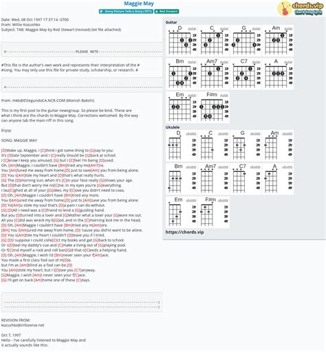 Chord: Maggie May - tab, song lyric, sheet, guitar, ukulele | chords.vip