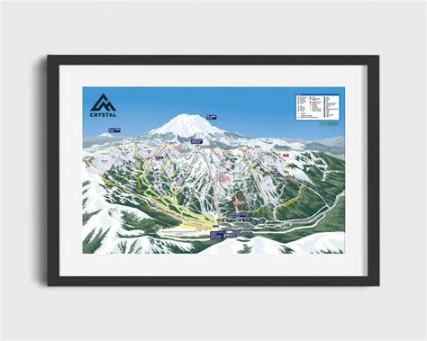 2021 CRYSTAL MOUNTAIN Ski Trail Map Ski Home Decor, Ski Lodge Wall ...