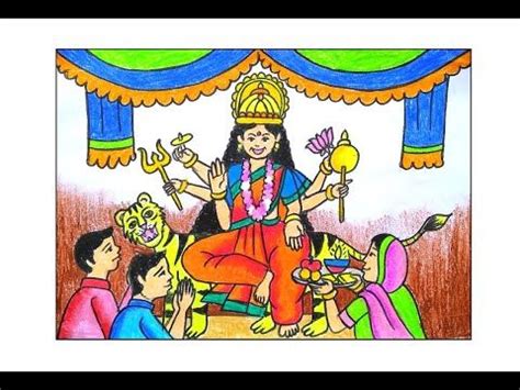 MAA SHERAWALI DRAWING/HOW TO DRAW DEVI DURGA MATA /EASY NAVRATRI ...