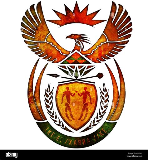 old isolated over white coat of arms of south africa Stock Photo - Alamy