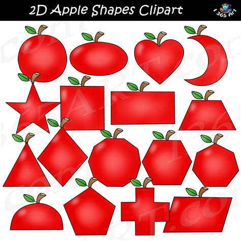 2D Apple Shapes Clipart Graphics Download - Clipart 4 School