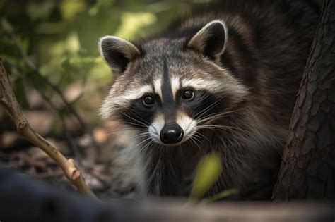 Premium AI Image | Curious Raccoon Investigating its North American Habitat