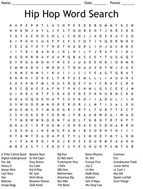 Hip Hop Word Search - Word Search Printable