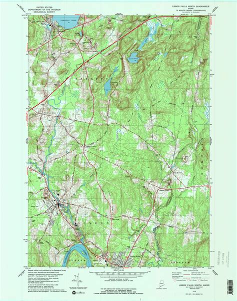 Lisbon Falls North, Maine 1979 (1989) USGS Old Topo Map Reprint 7x7 ME ...