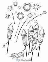 Printable Fireworks Rockets Coloring Page sketch template