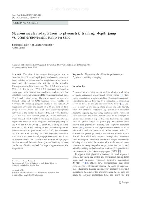 (PDF) Neuromuscular adaptations to plyometric training: depth jump vs ...