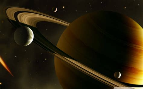 Download Planet Saturn And Moon Wallpaper | Wallpapers.com