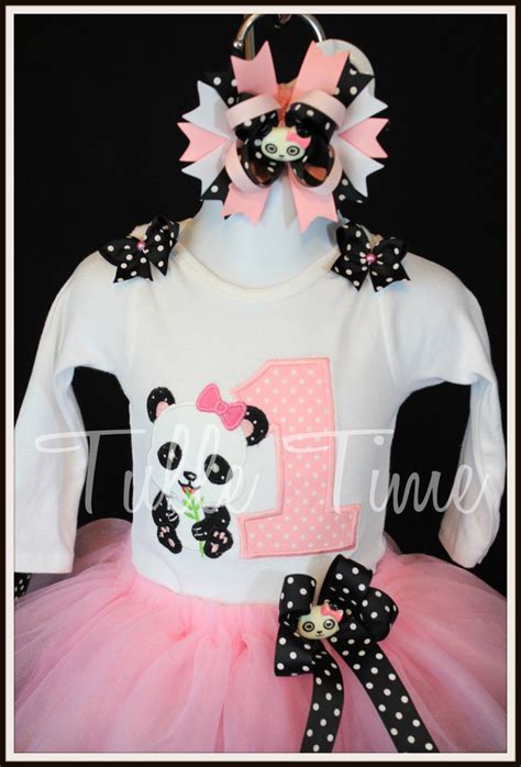 Panda Birthday Outfit Shirt Polka Dot Ribbon Trim Tutu Dress - Etsy