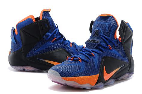 2014 Nike Lebron James 12 Blue Black Orange Basketball Shoes Authentic