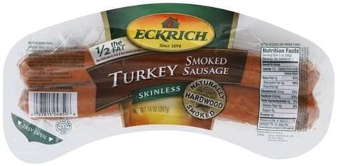 Eckrich Turkey, Skinless Smoked Sausage - 14 oz, Nutrition Information ...