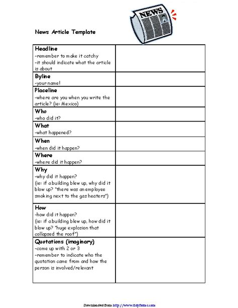 Newspaper Article Template