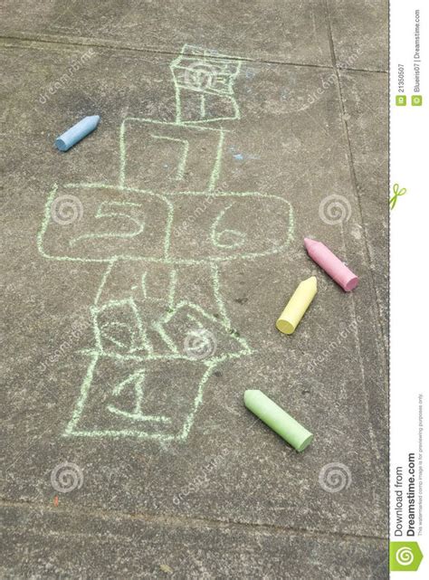 Hopscotch Diagram And Colored Chalk Stock Image - Image of hopscotch, chalk: 21350507 | Colored ...