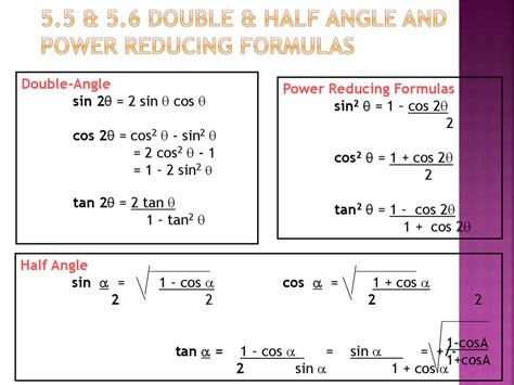 Trigonometric identities formulas half angle - mainmatch