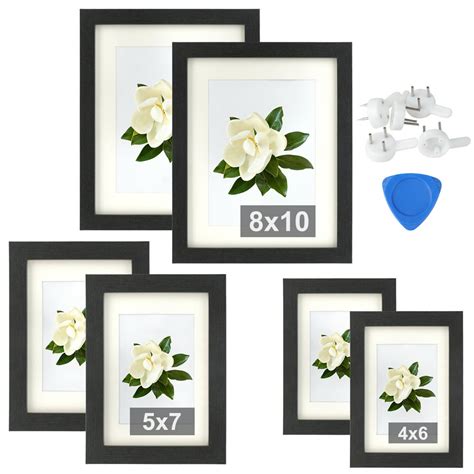 Outgeek 6 Pack Picture Frames, Multi Photo Frames Set with Mat Wood ...