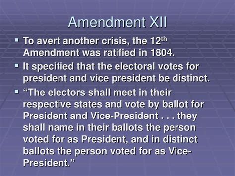 The 12th Amendment 12th Amendment America Constitution