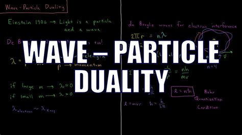 Quantum Chemistry 1.6 - Wave-Particle Duality - YouTube