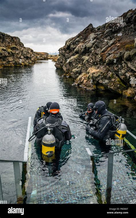 Snorkeling the Silfra Fissure in Thingvellir National Park in Iceland Stock Photo - Alamy