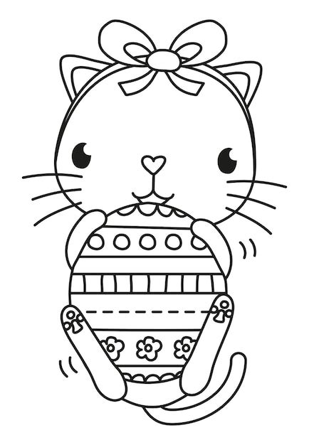 Premium Vector | Cat Easter egg vector illustration